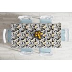 Beyaz Zemin Üzerinde Gold Detaylı Yaprak Desenli Dijital Baskılı Modern Masa Örtüsü Realhomes