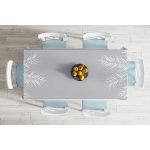 - Masa-8442-Gorsel-1 - Realhomes  Pastel Zemin Üzerinde Beyaz Yaprak Desenli Dijital Baskılı Modern Masa Örtüsü Realhomes