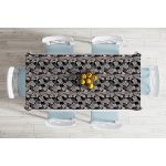 Siyah Zemin Üzerinde Renkli Yaprak Desenli Dijital Baskılı Modern Masa Örtüsü Realhomes