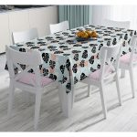 - Masa-8452-Gorsel - Realhomes Renkli Zemin Üzerinde Siyah Yaprak Desenli Dijital Baskılı Modern Masa Örtüsü Realhomes