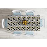 Beyaz Zeminde Gold Detaylı Sonbahar Yaprak Desenli Dijital Baskılı Modern Masa Örtüsü Realhomes