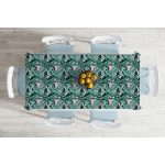 - Masa-8472-Gorsel-1 - Realhomes Pastel Zemin Üzerinde Yeşil Yaprak Desenli Dijital Baskılı Modern Masa Örtüsü Realhomes