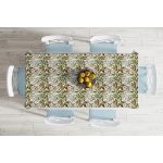 Beyaz Zemin Üzerinde Sonbahar Yaprak Desenli Dijital Baskılı Modern Masa Örtüsü Realhomes