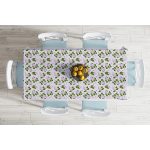 - Masa-8494-Gorsel-1 - Realhomes  Renkli Zemin Üzerinde Yeşil Yapraklı Çiçek Desenli Dijital Baskılı Modern Masa Örtüsü Realhomes