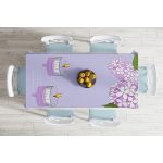 Renkli Zemin Üzerinde Mum Desenli Çiçek Motifli Dijital Baskılı Modern Masa Örtüsü Realhomes