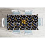 - Masa-8501-Gorsel-1 - Realhomes  Siyah Zemin Üzerinde Renkli Yaprak Desenli Dijital Baskılı Modern Masa Örtüsü Realhomes