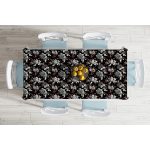 - Masa-8510-Gorsel-1 - Realhomes  Siyah Zemin Üzerinde Beyaz Çiçek Desenli Dijital Baskılı Modern Masa Örtüsü Realhomes