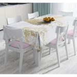 - Masa-8528-Gorsel - Realhomes  Beyaz Zemin Üzerinde Mermer Desenli Dijital Baskılı Modern Masa Örtüsü Realhomes