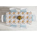 - Masa-8543-Gorsel-1 - Realhomes  Beyaz Zemin Üzerinde Bal Kabağı Desenli Dijital Baskılı Modern Masa Örtüsü Realhomes