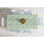 - Masa-8548-Gorsel-1 - Realhomes  Beyaz Zemin Üzerinde Yeşil Renkli Yaprak Desenli Dijital Baskılı Modern Masa Örtüsü Realhomes