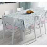 - Masa-8556-Gorsel - Realhomes  Renkli Zemin Üzerinde Yaprak Desenli Dijital Baskılı Modern Masa Örtüsü Realhomes