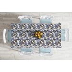 - Masa-8574-Gorsel-1 - Realhomes  Beyaz Zemin Üzerinde Gold Detaylı Yaprak Desenli Dijital Baskılı Modern Masa Örtüsü Realhomes