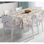 - Masa-8585-Gorsel - Realhomes  Beyaz Zemin Üzerinde Çiçek Desenli Dijital Baskılı Modern Masa Örtüsü Realhomes