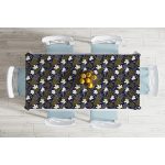 - Masa-8591-Gorsel-1 - Realhomes  Renkli Zemin Üzerinde Gold Detaylı Yaprak Desenli Dijital Baskılı Modern Masa Örtüsü Realhomes