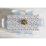 - Masa-8616-Gorsel-1 - Realhomes  Beyaz Zemin Üzerinde Ekoseli Çam Ağacı Desenli Dijital Baskılı Modern Masa Örtüsü Realhomes