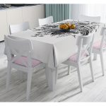 - Masa-8619-Gorsel - Realhomes  Pastel Zemin Üzerinde Çiçek Desenli Dijital Baskılı Modern Masa Örtüsü Realhomes