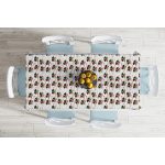 - Masa-8620-Gorsel-1 - Realhomes  Beyaz Zemin Üzerinde Ekoseli Çan Desenli Dijital Baskılı Modern Masa Örtüsü Realhomes