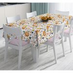 Beyaz Zemin Üzerinde Bal Kabağı Desenli Dijital Baskılı Modern Masa Örtüsü Realhomes