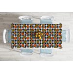 Siyah Beyaz Ekose Üzerinde Renkli Balkabağı Desenli Dijital Baskılı Modern Masa Örtüsü Realhomes