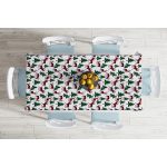 Beyaz Zemin Üzerinde Çam Ağaçlı Ekoseli Geyik Motifli Dijital Baskılı Modern Masa Örtüsü Realhomes