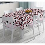 Beyaz Zemin Üzerinde Ekoseli Kar tanesi Desenli Dijital Baskılı Modern Masa Örtüsü Realhomes