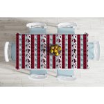 Beyaz Zemin Üzerinde Ekose Desenli Geyik Desenli Dijital Baskılı Modern Masa Örtüsü Realhomes