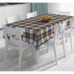 - Masa-8670-Gorsel - Realhomes Beyaz Zemin Üzerinde Renkli Ekose Desenli Dijital Baskılı Modern Masa Örtüsü Realhomes