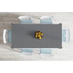 - Masa-8689-Gorsel-1 - Realhomes  Beyaz Zemin Üzerinde Siyah Ekose Desenli Dijital Baskılı Modern Masa Örtüsü Realhomes