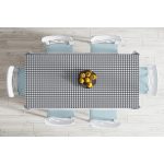 Beyaz Zemin Üzerinde Gri Ekose Desenli Dijital Baskılı Modern Masa Örtüsü Realhomes