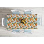 - Masa-8702-Gorsel-1 - Realhomes  Renkli Zemin Üzerinde Onedraw Çizimli Meyve Desenli Dijital Baskılı Modern Masa Örtüsü Realhomes