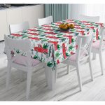 Beyaz Zemin Üzerinde Çam Ağacı Desenli Dijital Baskılı Modern Masa Örtüsü Realhomes