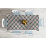 - Masa-8704-Gorsel-1 - Realhomes  Renkli Zemin Üzerinde Pastel Renkli Ekose Desenli Dijital Baskılı Modern Masa Örtüsü Realhomes