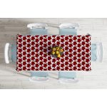 Beyaz Zemin Üzerinde Ekose Desenli Yaprak Dijital Baskılı Modern Masa Örtüsü Realhomes