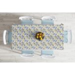 - Masa-8717-Gorsel-1 - Realhomes Beyaz Zemin Üzerinde Renkli Yaprak Desenli Dijital Baskılı Modern Masa Örtüsü Realhomes