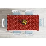 - Masa-8725-Gorsel-1 - Realhomes Renkli Zemin Üzerinde Yaprak Desenli Dijital Baskılı Modern Masa Örtüsü Realhomes