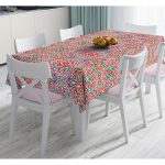 - Masa-8760-Gorsel - Realhomes  Beyaz Zemin Üzerinde Çini Desenli Dijital Baskılı Modern Masa Örtüsü Realhomes