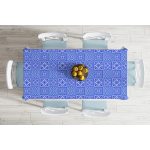 - Masa-8770-Gorsel-1 - Realhomes  Beyaz Zemin Üzerinde Çini Desenli Dijital Baskılı Modern Masa Örtüsü Realhomes