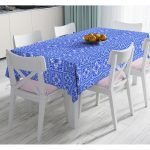 - Masa-8770-Gorsel - Realhomes  Beyaz Zemin Üzerinde Çini Desenli Dijital Baskılı Modern Masa Örtüsü Realhomes