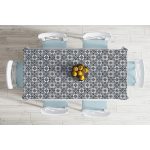 Renkli Zemin Üzerinde Geometrik Desenli Dijital Baskılı Modern Masa Örtüsü Realhomes