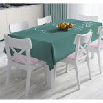 Renkli Zemin Üzerinde Onedraw Çizimli Bayan Silüeti Dijital Baskılı Modern Masa Örtüsü Realhomes