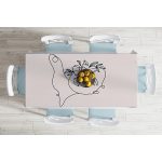 - Masa-8832-Gorsel-1 - Realhomes Renkli Zemin Üzerinde Onedraw Çizimli Bayan Silüeti Dijital Baskılı Modern Masa Örtüsü Realhomes