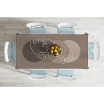 - Masa-8833-Gorsel-1 - Realhomes  Renkli Zemin Üzerinde Onedraw Çizimli Bayan Silüeti Dijital Baskılı Modern Masa Örtüsü Realhomes