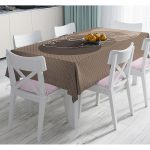 - Masa-8833-Gorsel - Realhomes  Renkli Zemin Üzerinde Onedraw Çizimli Bayan Silüeti Dijital Baskılı Modern Masa Örtüsü Realhomes