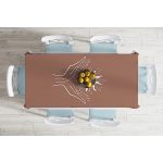 - Masa-8838-Gorsel-1 - Realhomes  Pastel Zemin Üzerinde Onedraw Çizimli El Silüeti Dijital Baskılı Modern Masa Örtüsü Realhomes