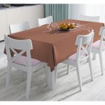 - Masa-8838-Gorsel - Realhomes  Pastel Zemin Üzerinde Onedraw Çizimli El Silüeti Dijital Baskılı Modern Masa Örtüsü Realhomes