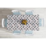 Beyaz Zemin Üzerinde Siyah Puantiyeli Kaktüs Desenli Dijital Baskılı Modern Masa Örtüsü Realhomes