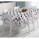 Beyaz Zemin Üzerinde Siyah Puantiyeli Kaktüs Desenli Dijital Baskılı Modern Masa Örtüsü Realhomes