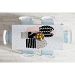 - Masa-8846-Gorsel-1 - Realhomes  Beyaz Zemin Üzerinde Siyah Puantiyeli Kaktüs Desenli Dijital Baskılı Modern Masa Örtüsü Realhomes