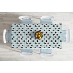 Beyaz Zemin Üzerinde Siyah Puantiyeli Kaktüs Desenli Dijital Baskılı Modern Masa Örtüsü Realhomes