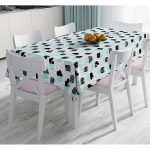 Beyaz Zemin Üzerinde Siyah Puantiyeli Kaktüs Desenli Dijital Baskılı Modern Masa Örtüsü Realhomes